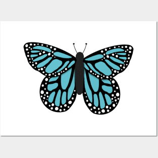 Light blue butterfly Posters and Art